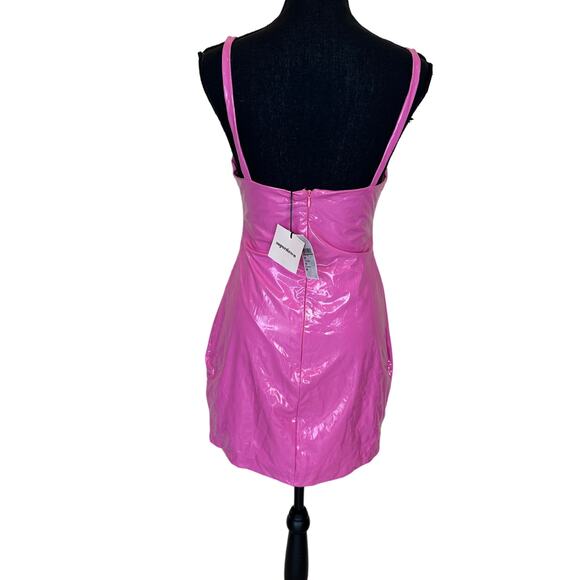 Superdown Pink Faux Leather Mini Dress MEDIUM Bodycon Slip Club Revolve $74 NEW - Picture 8 of 9